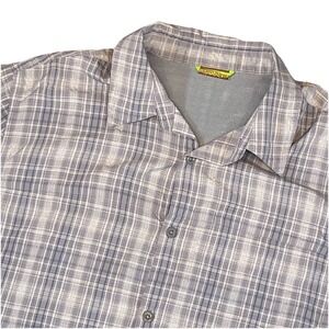 Koppen Nylon Outdoor Shirt Mens M L Blue Plaid Vented Short Sleeve Gorp Core